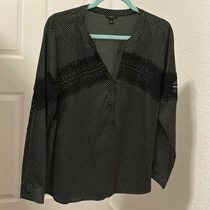 Ann Taylor Lace and polka dot blouse